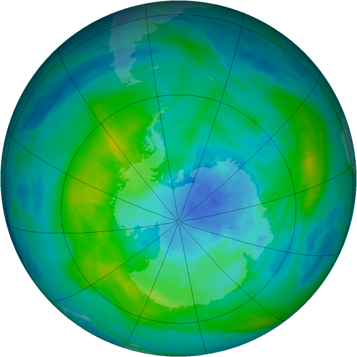 Antarctic ozone map for 28 March 1982
